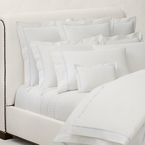 Ralph Lauren Palmer Percale King Pillowcases (2) Pale Sky Blue Cotton 21x40 NEW - Picture 3 of 5